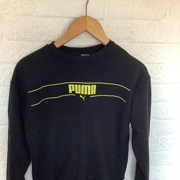 Puma Sweatshirt- Size XS - Black & Yellow - Cotton - P2P 20โ - Picture 6 of 8